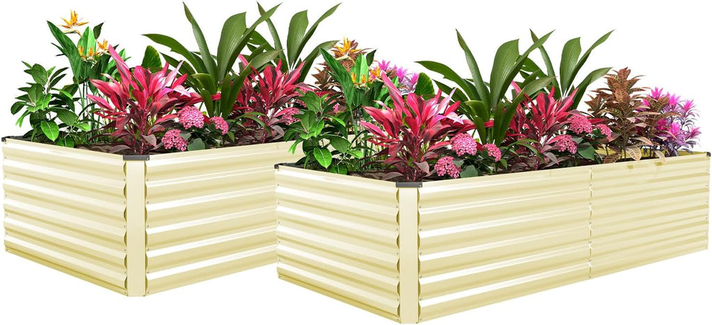 8x4x3ft Raised Garden Bed Outdoor, Galvanized Steel Garden Beds