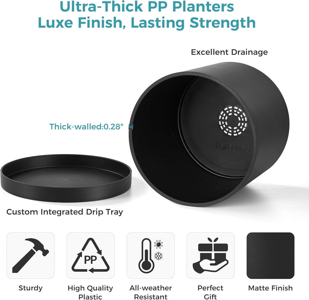 10-Inch Black Planter & 8”-12” Adjustable Stand Bundle