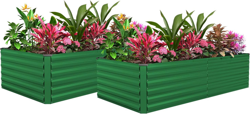 8x4x3ft Raised Garden Bed Outdoor, Galvanized Steel Garden Beds