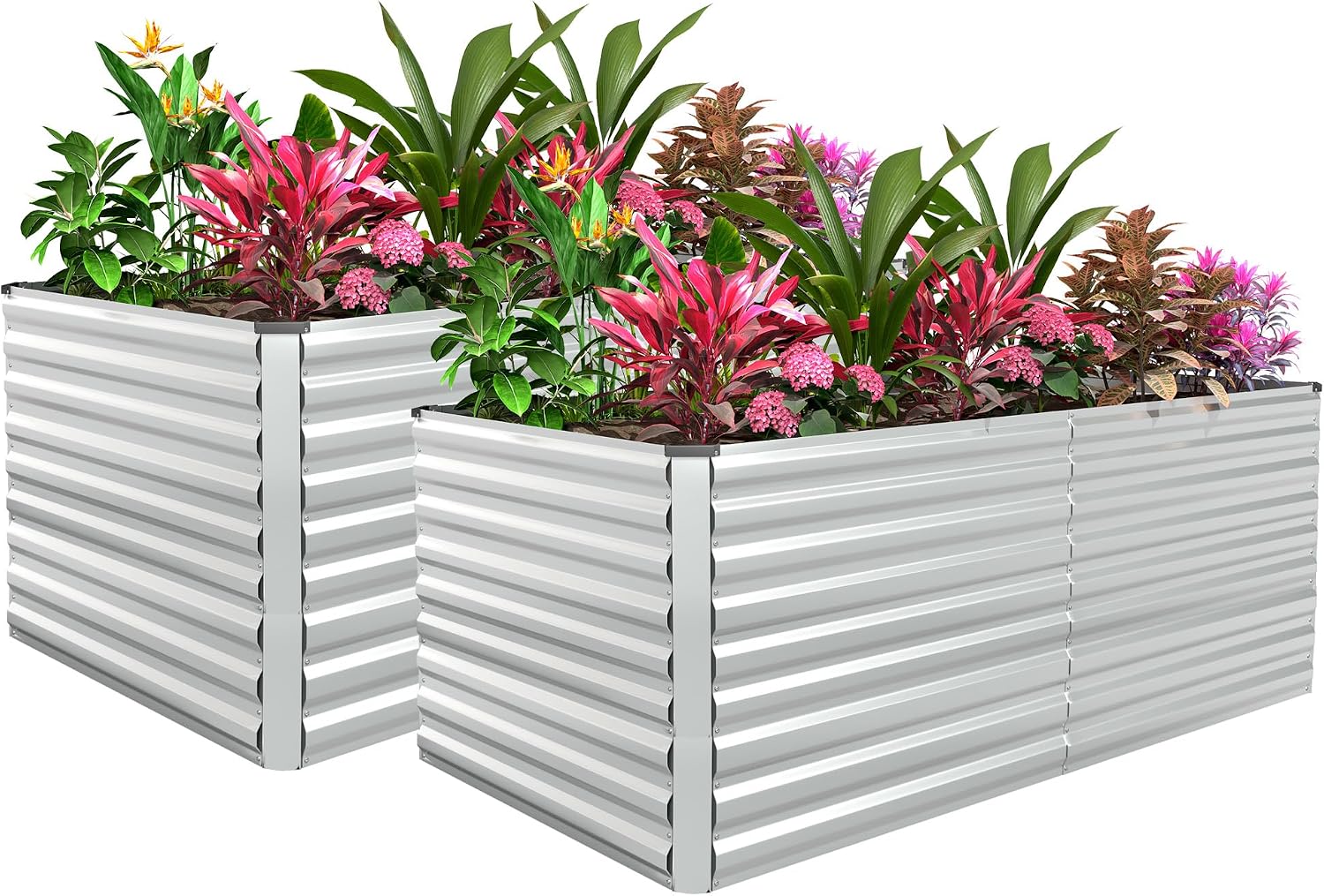 8x4x3ft Raised Garden Bed Outdoor, Galvanized Steel Garden Beds