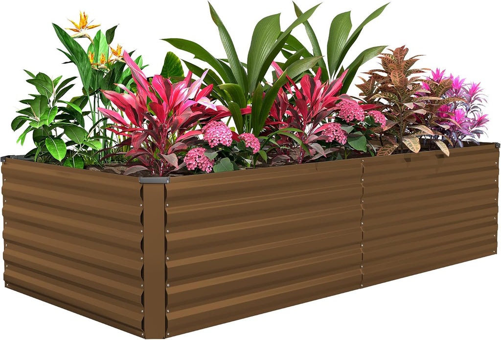 8x4x3ft Raised Garden Bed Outdoor, Galvanized Steel Garden Beds