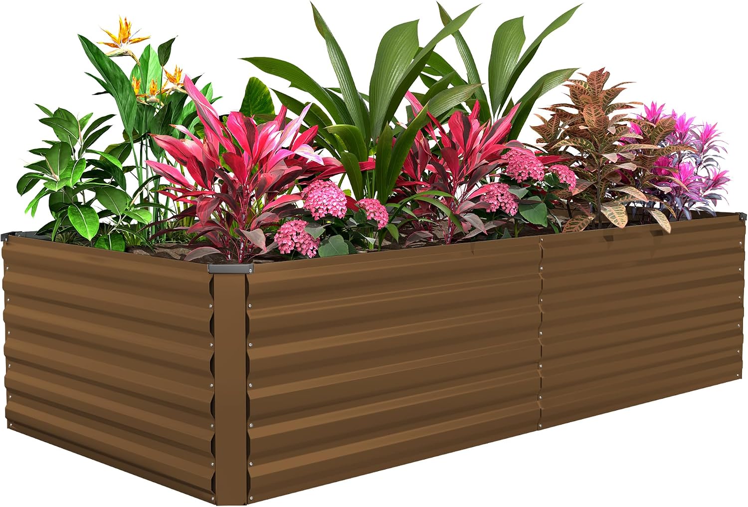 8x4x3ft Raised Garden Bed Outdoor, Galvanized Steel Garden Beds