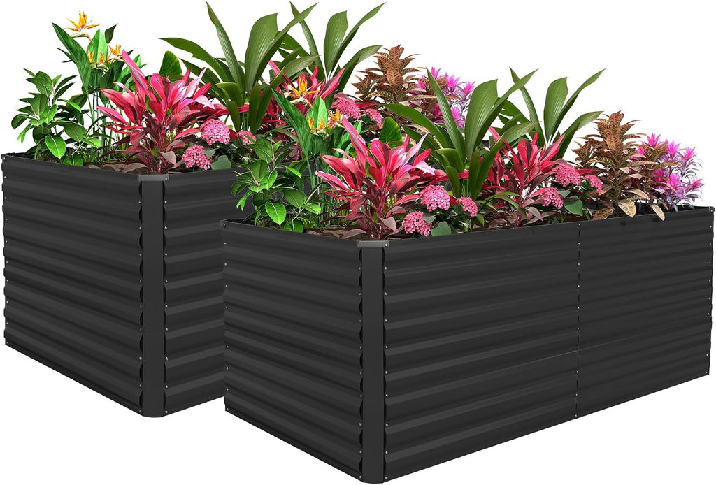 8x4x3ft Raised Garden Bed Outdoor, Galvanized Steel Garden Beds