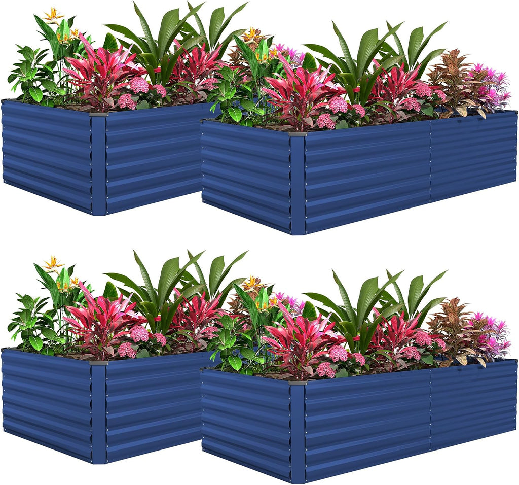 8x4x3ft Raised Garden Bed Outdoor, Galvanized Steel Garden Beds