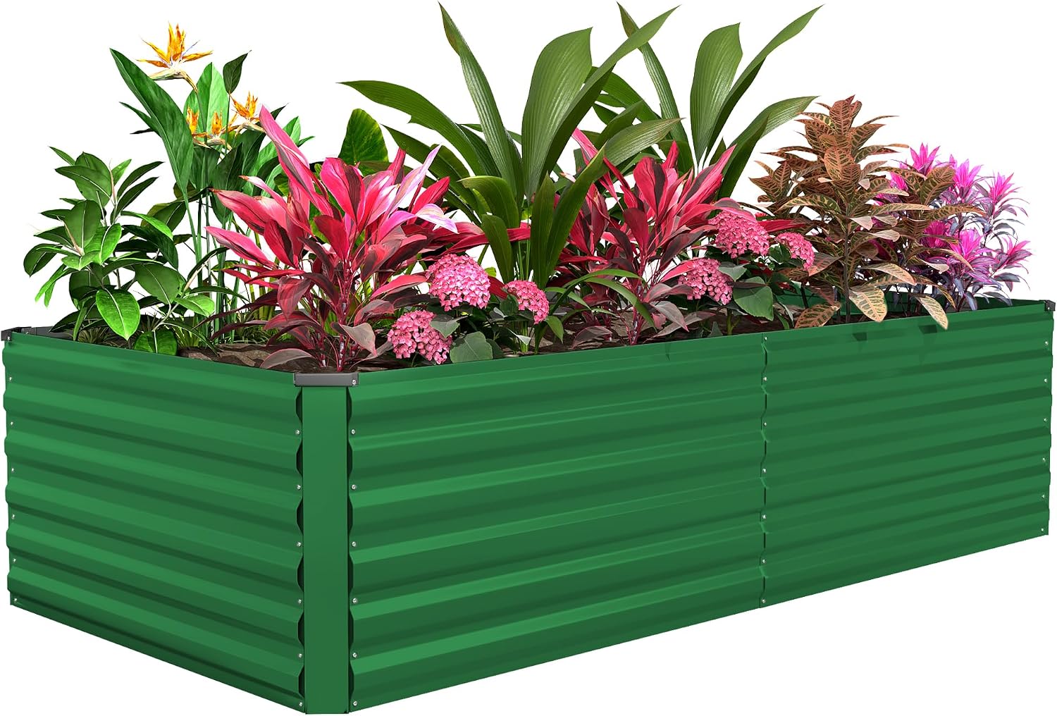 8x4x3ft Raised Garden Bed Outdoor, Galvanized Steel Garden Beds