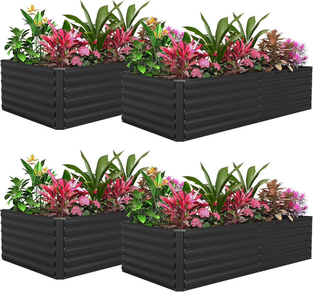 8x4x3ft Raised Garden Bed Outdoor, Galvanized Steel Garden Beds