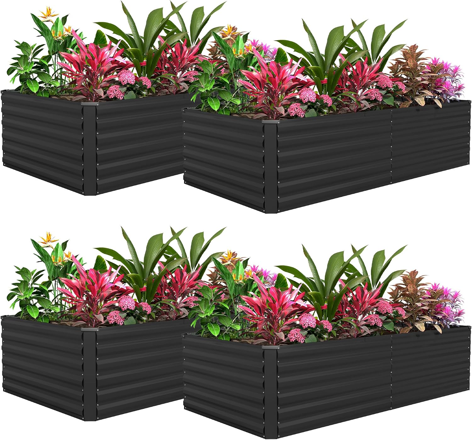 8x4x3ft Raised Garden Bed Outdoor, Galvanized Steel Garden Beds