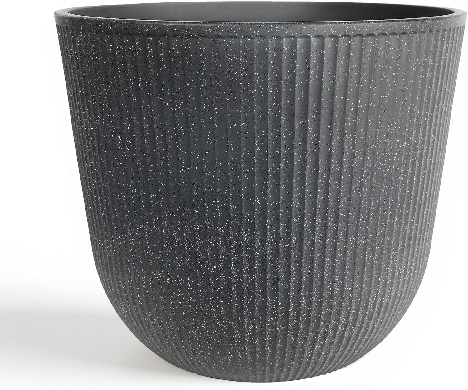 Worth Garden Round Large Planter Pot Set of 2-17.5" Dia x 15.5" H - Durable Plastic White Plant Tree Pots with Vertical Stripe Textured Finish, Drainage Hole for Indoor, Outdoor, Front Porch, Patio