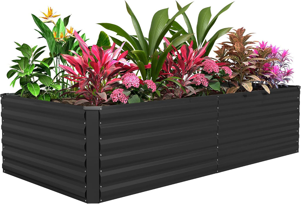 8x4x3ft Raised Garden Bed Outdoor, Galvanized Steel Garden Beds