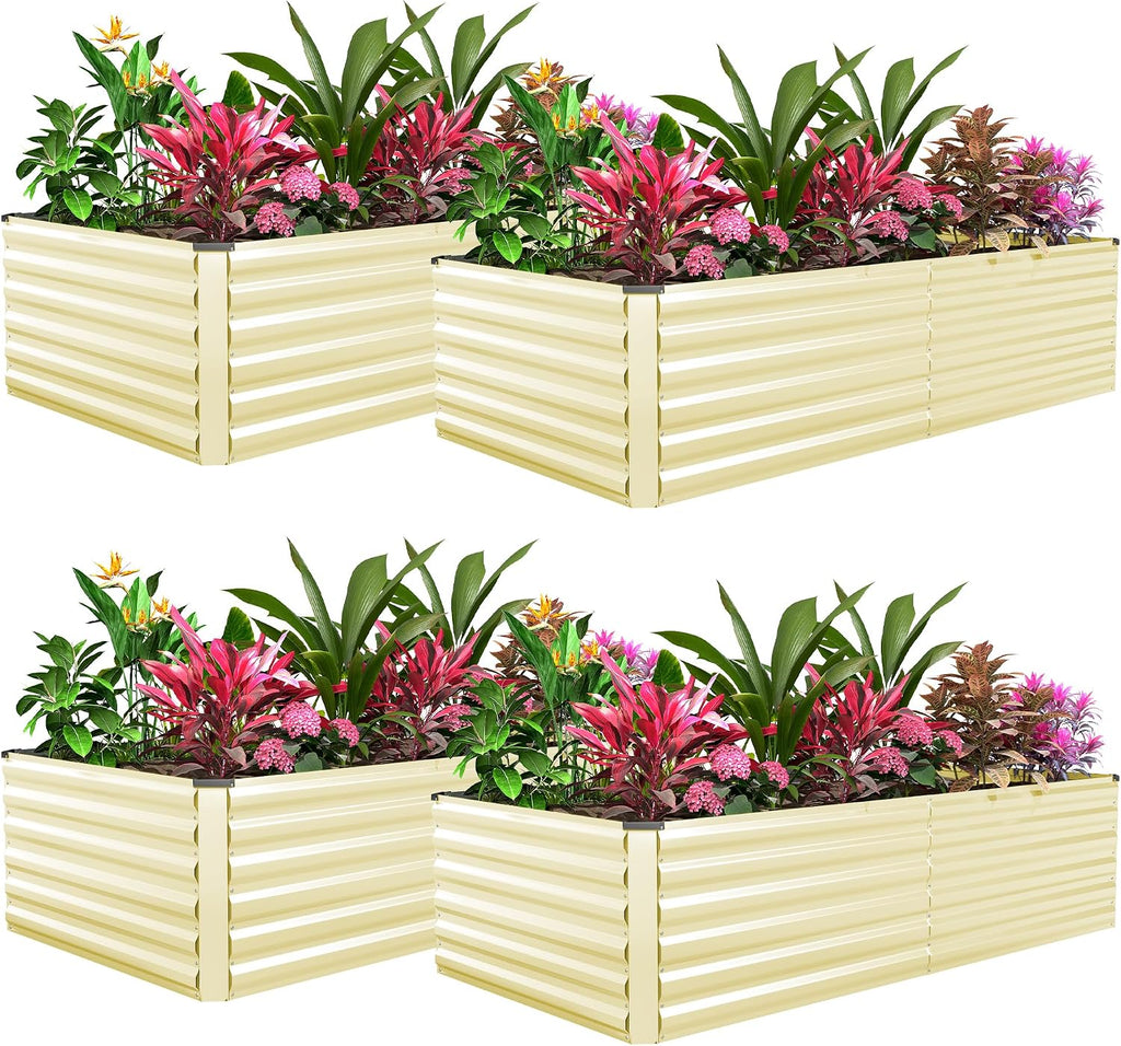 8x4x3ft Raised Garden Bed Outdoor, Galvanized Steel Garden Beds