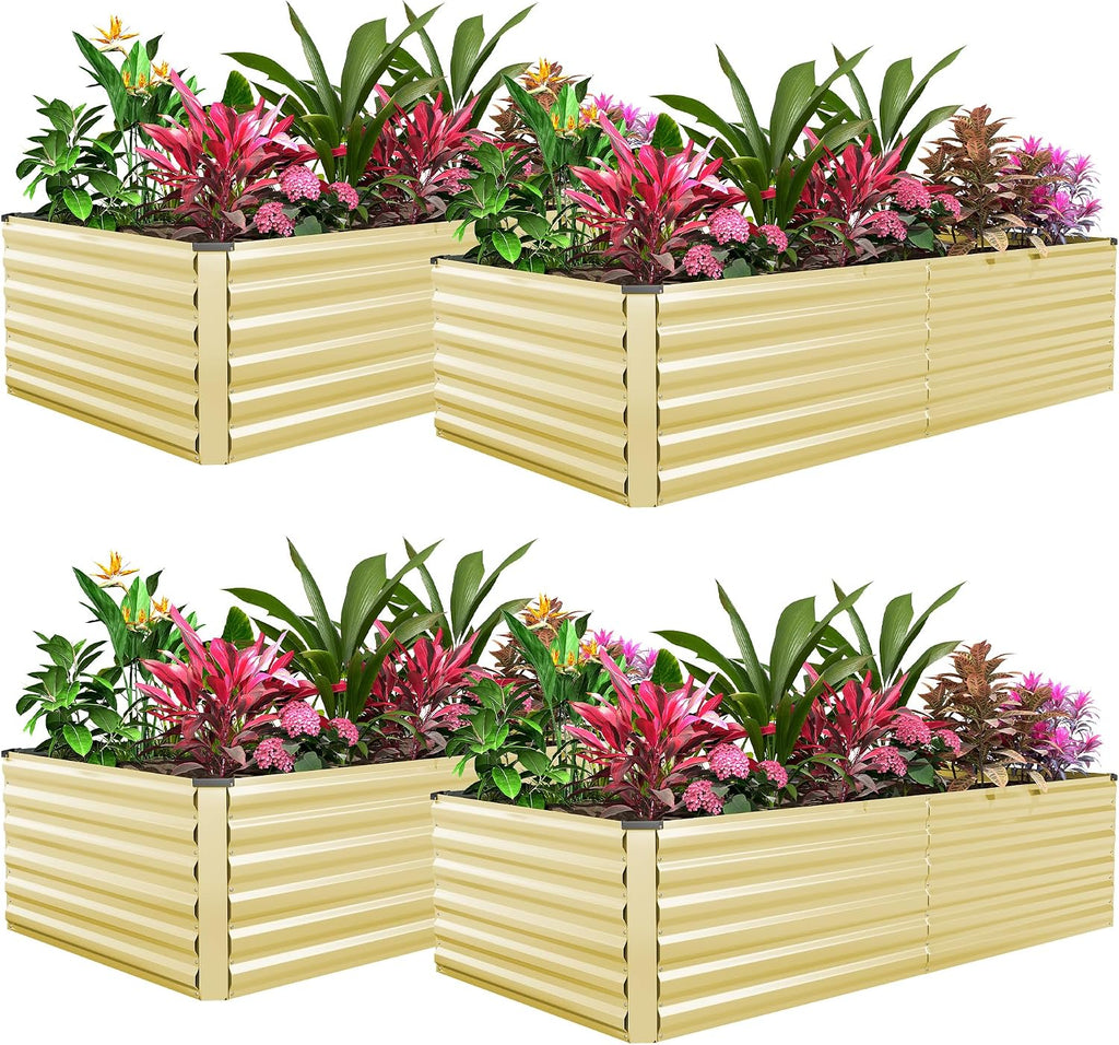 8x4x3ft Raised Garden Bed Outdoor, Galvanized Steel Garden Beds
